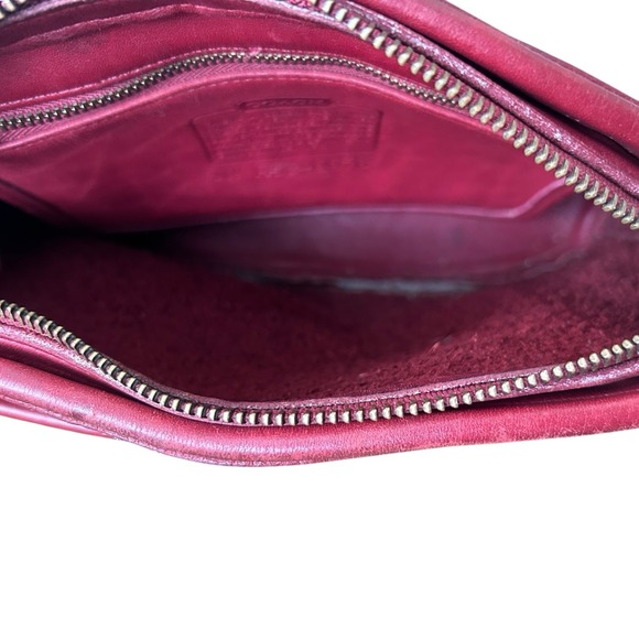 COACH 9976 Vintage Old Red Leather Hobo Shoulder Bag USA Money Western 90's Med - Picture 13 of 16